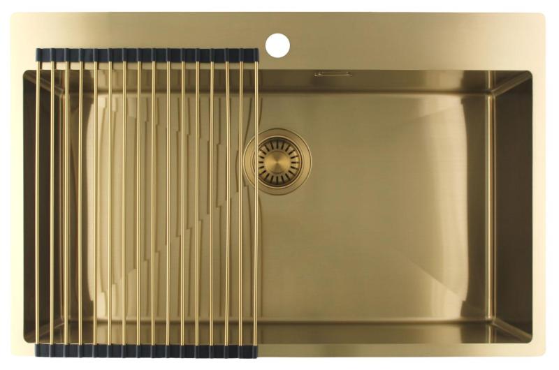 Pure.Sink Luxion Nagy arany mosogató 78x50 cm Tapwing csaplyukkal PLX7850T-60