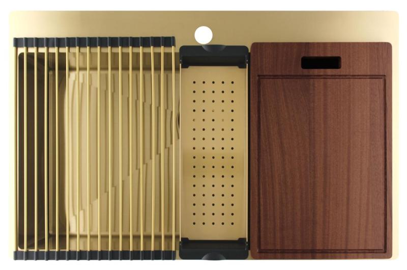 Pure.Sink Luxion Nagy arany mosogató 78x50 cm Tapwing csaplyukkal PLX7850T-60