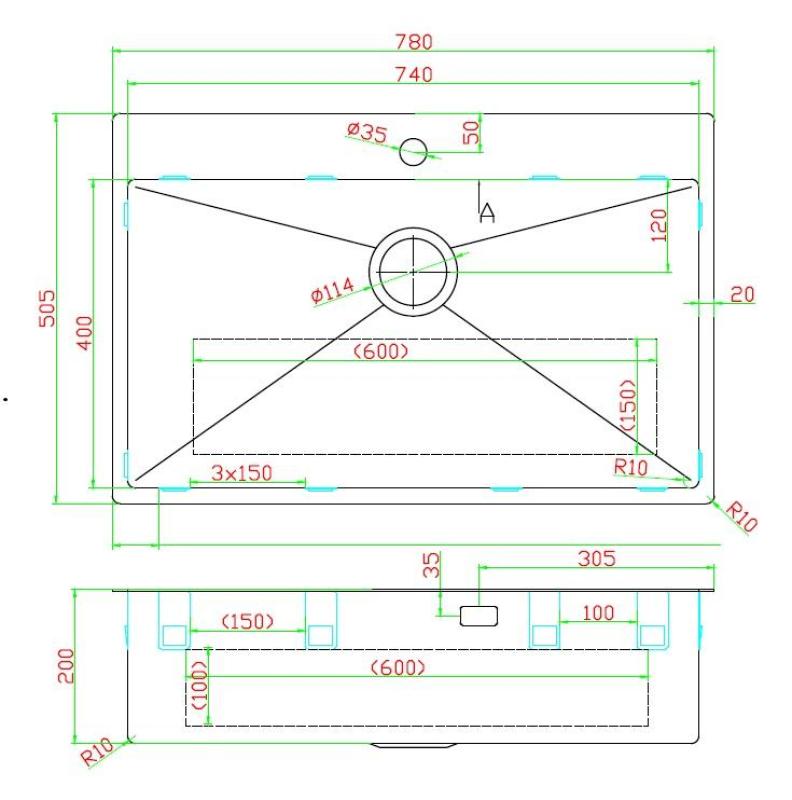 Pure.Sink Luxion Nagy arany mosogató 78x50 cm Tapwing csaplyukkal PLX7850T-60