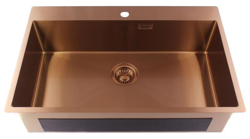 Pure.Sink Luxion Nagy réz mosogató 78x50 cm Tapwing csaplyukkal PLX7850T-62