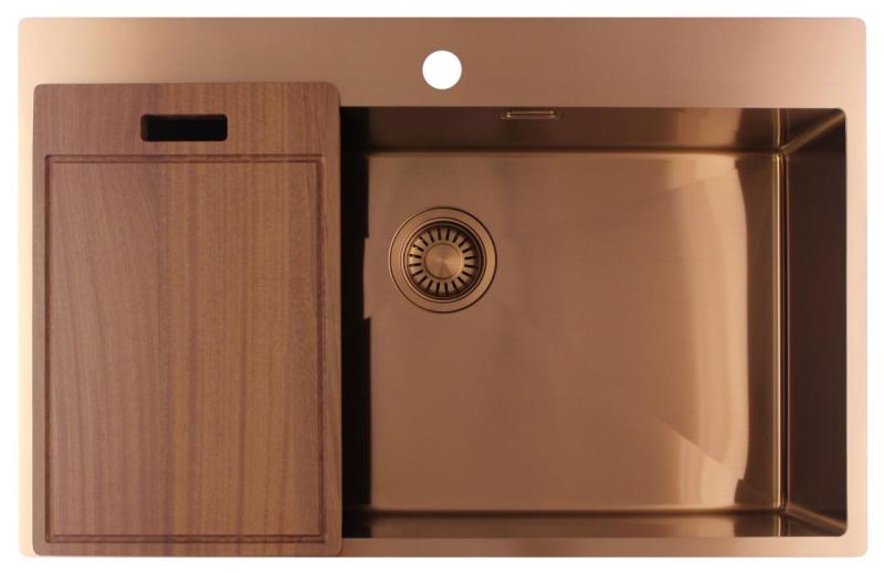 Pure.Sink Luxion Nagy réz mosogató 78x50 cm Tapwing csaplyukkal PLX7850T-62