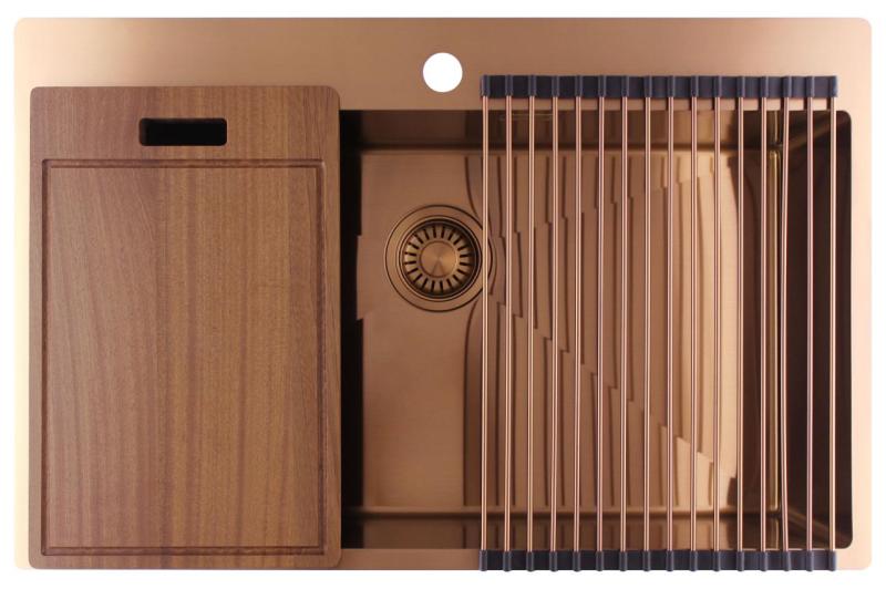 Pure.Sink Luxion Nagy réz mosogató 78x50 cm Tapwing csaplyukkal PLX7850T-62