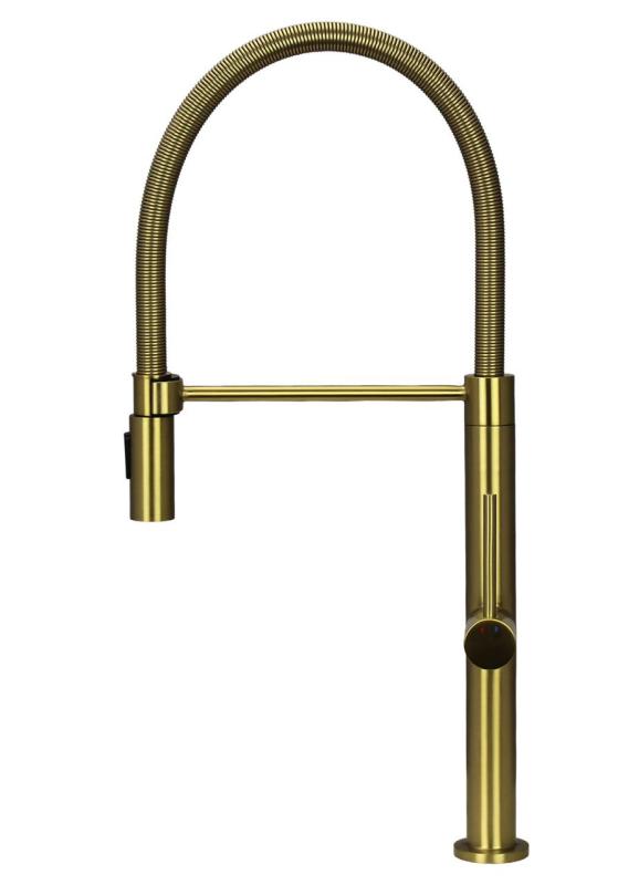 Pure.Sink Luxion Arany konyhai csaptelep profi, rugalmas kifolyóval és 2 sugárfajtával PLXFLEX-60