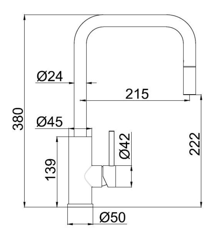 Pure.Sink Luxion Mat fekete konyhai csaptelep négyzet alakú, kihúzható kifolyóval PLXSQUA-10