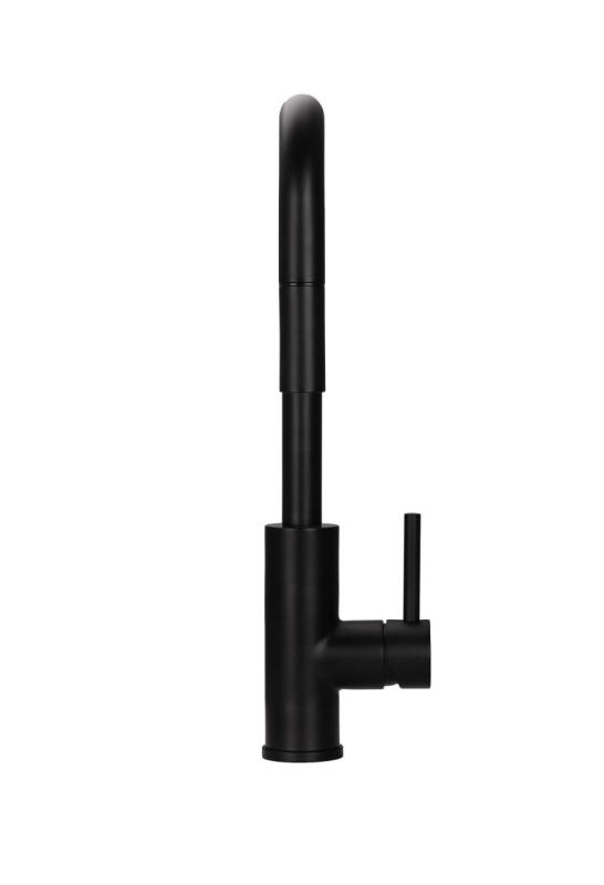 Pure.Sink Luxion Mat fekete konyhai csaptelep négyzet alakú, kihúzható kifolyóval PLXSQUA-10