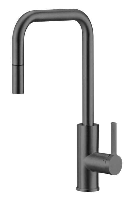 Pure.Sink Luxion Gun metal konyhai csaptelep négyzet alakú, kihúzható kifolyóval PLXSQUA-61