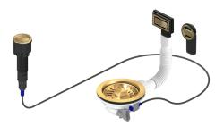 Granitemy arany lefolyókészlet, beleértve a nyomógombos hulladékot dugóval, plusz téglalap alakú és kerek túlfolyó 1208971743