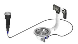 Granitemy rozsdamentes acél lefolyó készlet, benne nyomógombos hulladékzárral és dugóval, plusz téglalap alakú és kerek túlfolyóval 1208971748