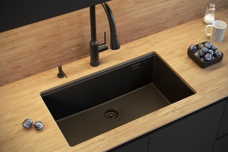 Quadri Newport II nagy és mély mosogató gránit felépítés és alépítés bézs színű mosogató 76x45cm réz dugóval 1208971758