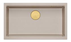 Quadri Newport II nagy és mély mosogató gránit felszereléssel és alsó szereléssel, bézs mosogató 76x45cm arany dugóval 1208971759