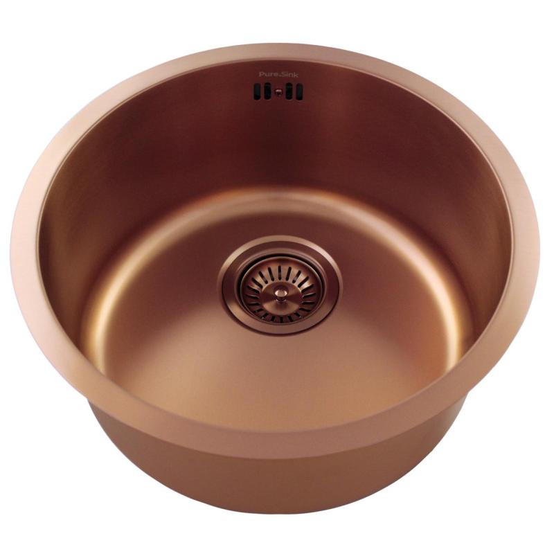 Pure.Sink Rondo Réz Kerek Mosogató lapra szerelhető, alulról szerelhető és felülről szerelhető 38 cm PRN38-62