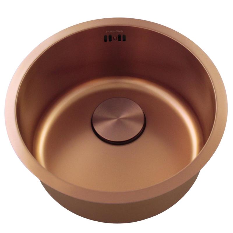 Pure.Sink Rondo Réz Kerek Mosogató lapra szerelhető, alulról szerelhető és felülről szerelhető 38 cm PRN38-62