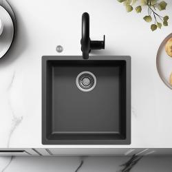 Ausmann Fibre fekete mosogató 40x40cm alulról, felülről és síkba építve automatikus RVS dugóval 1208971836