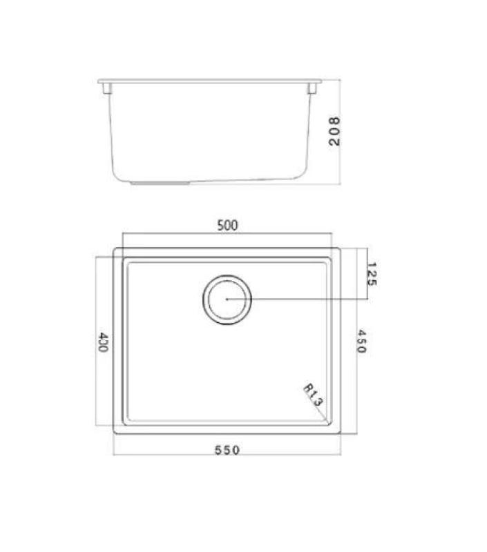 Ausmann Fibre fekete mosogató 50x40cm alsó, felső és lapos építésű, automatikus arany dugóval 1208971859