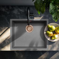 Ausmann Fibre beton szürke mosogató 50x40cm alulról szerelhető, felülről szerelhető és síkba építhető réz dugóval 1208971884