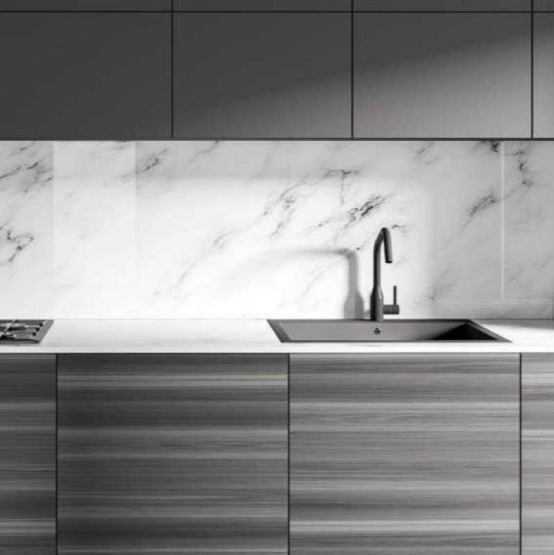 Ausmann Fibre fehér mosogató 40x40cm alulról, felülről és síkba építve automatikus rozsdamentes acél dugóval 1208971891