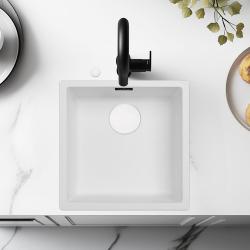 Ausmann Fibre fehér mosogató 40x40cm alulról, felülről és síkba építhető automatikus fehér dugóval 1208971896