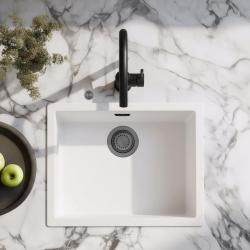 Ausmann Fibre fehér mosogató 50x40cm alulról, felülről és síkba építve, automatikus gun metal dugóval 1208971902