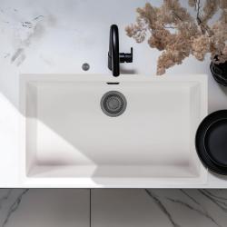 Ausmann Fibre fehér nagy mosogató 70x40cm alulról, felülről és síkba építve automatikus gun metal dugóval 1208971908