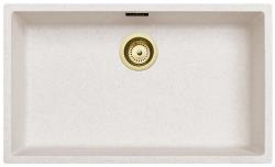 Ausmann Fibre homokfehér nagy mosogató 70x40cm alulról, felülről és síkba építve automatikus arany dugóval 1208971938