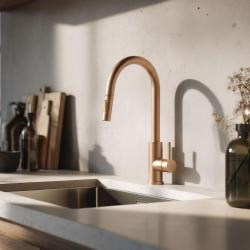 Pure.Sink Elite Steel Stream-S konyhai csaptelep PVD réz kihúzható kifolyóval PS8045-62