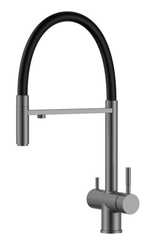 Pure.Sink Elite Steel Flex 3-utas PVD golyóágyú fém konyhai csaptelep rugalmas kifolyóval és szűrt vízzel PS8110-61