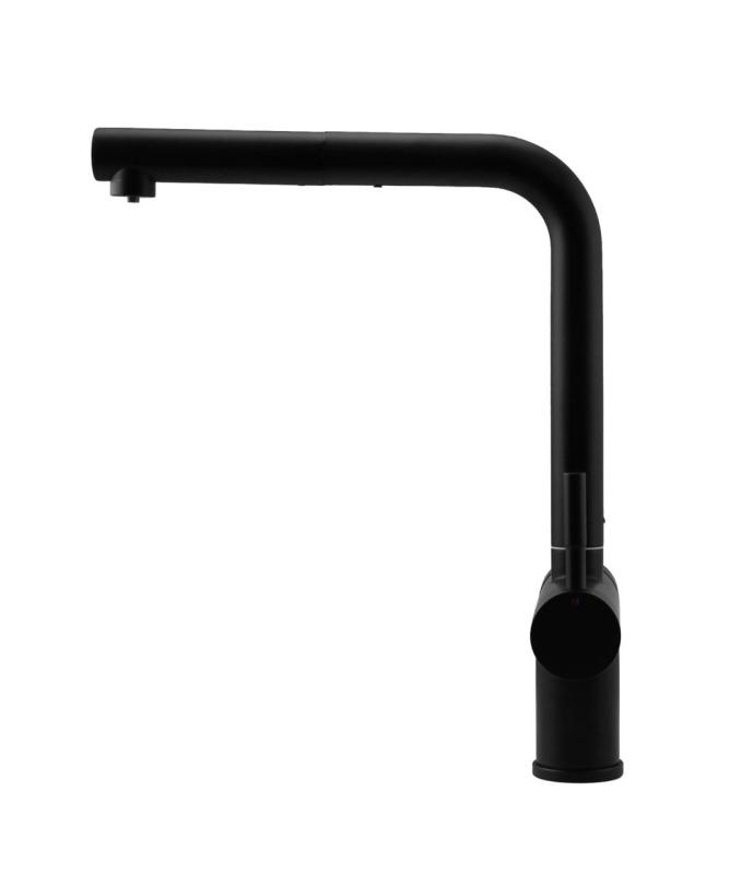 Pure.Sink Elite Steel Clear-S Mat fekete 3-utas konyhai csaptelep kihúzható kifolyóval és szűrt vízzel PS8120-10