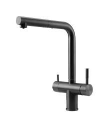 Pure.Sink Elite Acél Clear-S PVD fegyverfém 3-utas Konyhai csaptelep Kihúzható Kifolyóval és Szűrt Vízzel PS8120-61