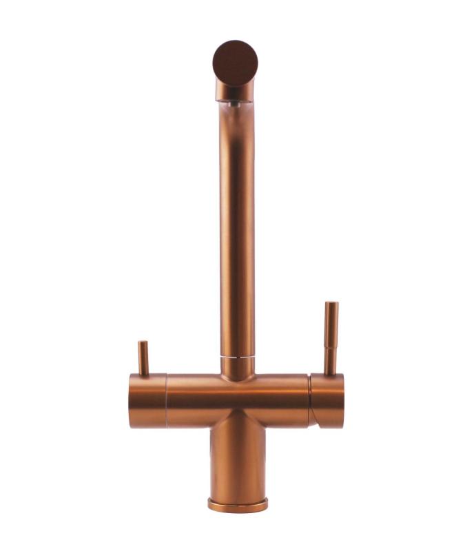 Pure.Sink Elite Acél Clear-S PVD Réz 3-utas Konyhai Csaptelep Kihúzható Kifolyóval és Szűrt Vízzel PS8120-62