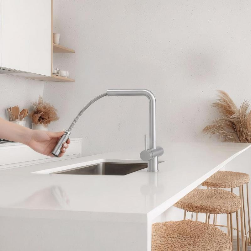 Pure.Sink Elite Acél Clear-S PVD Réz 3-utas Konyhai Csaptelep Kihúzható Kifolyóval és Szűrt Vízzel PS8120-62