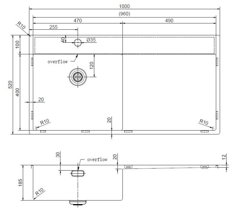 Pure.Sink Exclusivo Rozsdamentes acél mosogató lecsepegtetővel 100x52 cm Csap bal oldalon PEX47100LT-02