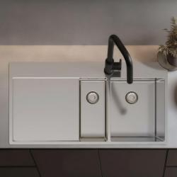 Pure.Sink Exclusivo Rozsdamentes acél 1,5  mosogató lecsepegtetővel 100x52 cm Csap jobb oldalon PEX3418100RT-02