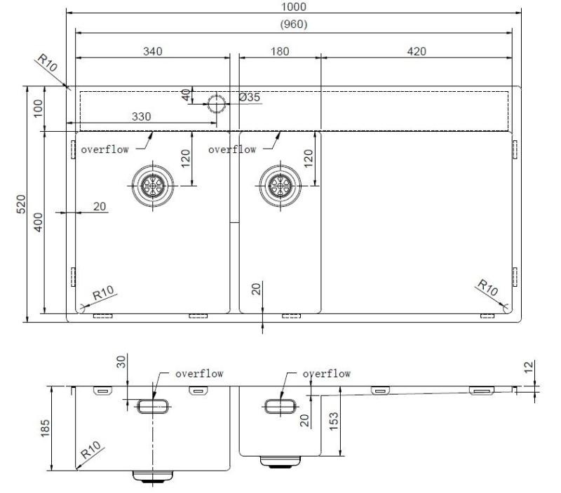 Pure.Sink Exclusivo Rozsdamentes acél 1,5  mosogató lecsepegtetővel 100x52 cm Csap bal oldalon PEX3418100LT-02