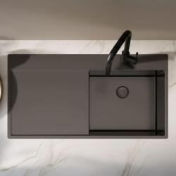 Pure.Sink Exclusivo Gun metal mosogató lecsepegtetővel 100x52 cm Csap jobb oldalon PEX47100RT-61