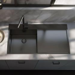 Pure.Sink Exclusivo Gun metal mosogató lecsepegtetővel 100x52 cm Tapwing bal oldali PEX47100LT-61