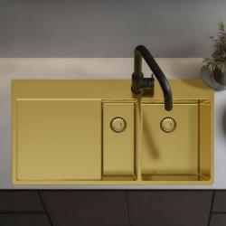 Pure.Sink Exclusivo Arany 1,5  mosogató lecsepegtetővel 100x52 cm Csap jobb oldalon PEX3418100RT-60