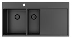 Pure.Sink Exclusivo Gun metal 1,5  mosogató lecsepegtetővel 100x52 cm Tapwing bal oldali PEX3418100LT-61