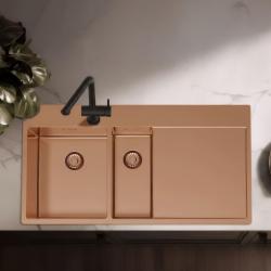 Pure.Sink Exclusivo Réz 1,5  mosogató lecsepegtetővel 100x52 cm Csap bal oldalon PEX3418100LT-62