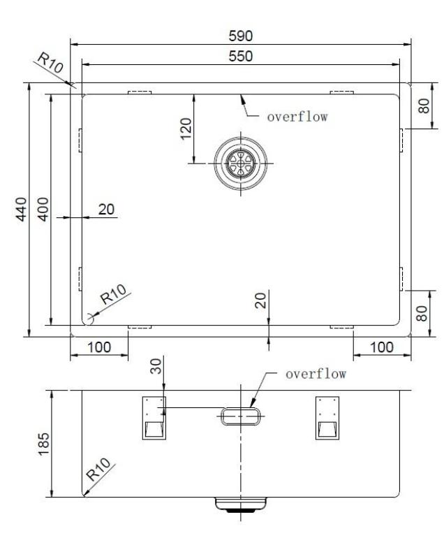 Pure.Sink Exclusivo Arany mosogató 55x40 cm, 10 mm sugárú alátét, sík és felépített PEX5540-60