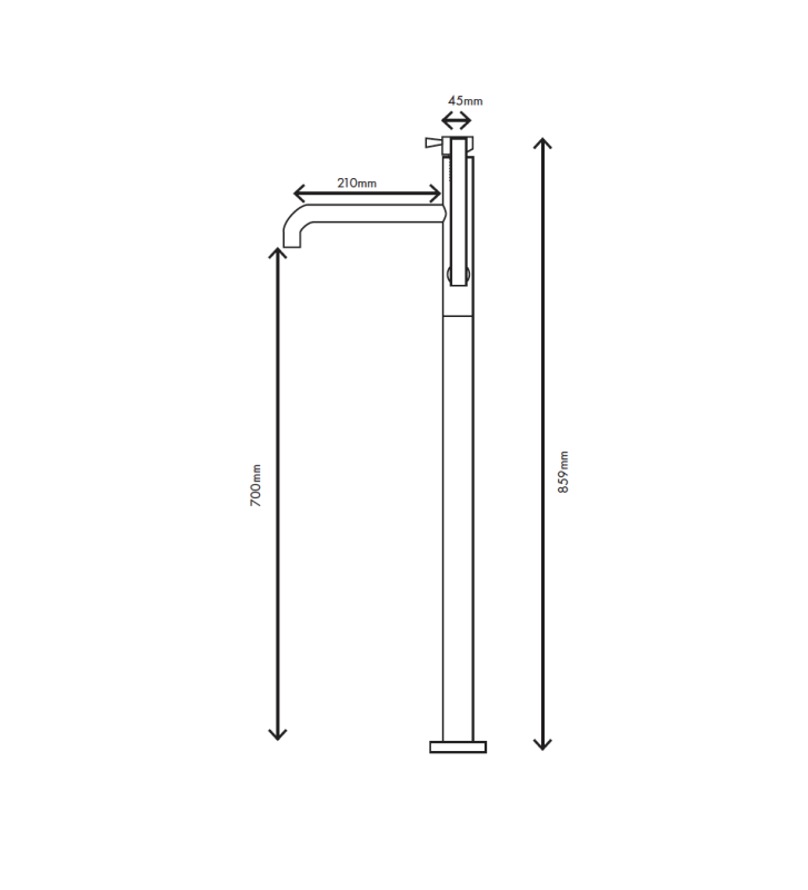 MURO TUA szabadon álló fürdőkád csaptelep kézi zuhannyal króm M1.CA1.CR