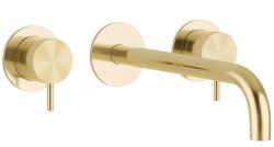 Waterevolution Flow 3 lyukú beépíthető mosdócsaptelep PVD fehér arany, 15 cm-es kifolyóval T1163FWGE-15