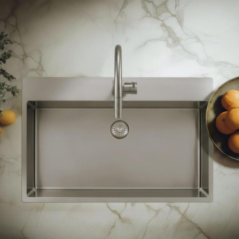 Pure.Sink Exclusivo Rozsdamentes acél nagy mosogató 75x40cm Tapwing csaplyukkal PEX7540T-02