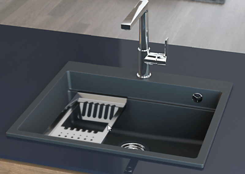 Massimo kiegészítő tálca, matt fekete, 366 x 176 x 63 mm