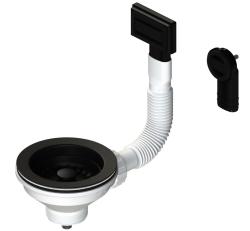 Pure.Sink Universal kosár dugó készlet matt fekete, mosogató lefolyó készlet, kerek és téglalap alakú túlfolyóval WSTMAN-31