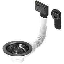 Pure.Sink Universal kosár dugó készlet Gun metal, lefolyó készlet mosogatóhoz, kerek és téglalap alakú túlfolyóval WSTMAN-61