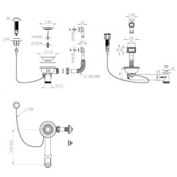 Pure.Sink Universal Mát Fekete lefolyószett nyomógombos lefolyóval és dugóval, valamint téglalap alakú és kerek túlfolyóval WSTAUT-31