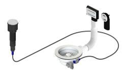 Pure.Sink Universal Matt fehér lefolyószett nyomógombos lefolyóval és dugóval, valamint téglalap alakú és kör alakú túlfolyóval WSTAUT-32