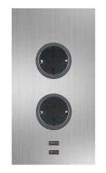 Indux Corner Energiaoszlop 2 csatlakozóval, földelővel és 2 x USB-töltővel, rozsdamentes acél 1208972296