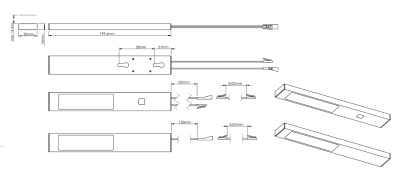 Indux Nex Konyhai LED-készlet 3x3 W integrált érintésérzékeny kapcsolóval, fekete 1208972336
