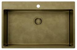 Pure.Sink Luxion Nagy PVD antik bronz mosogató 78x50 cm Tapwing csaplyukkal és aljzatállvánnyal PLX7850T-64